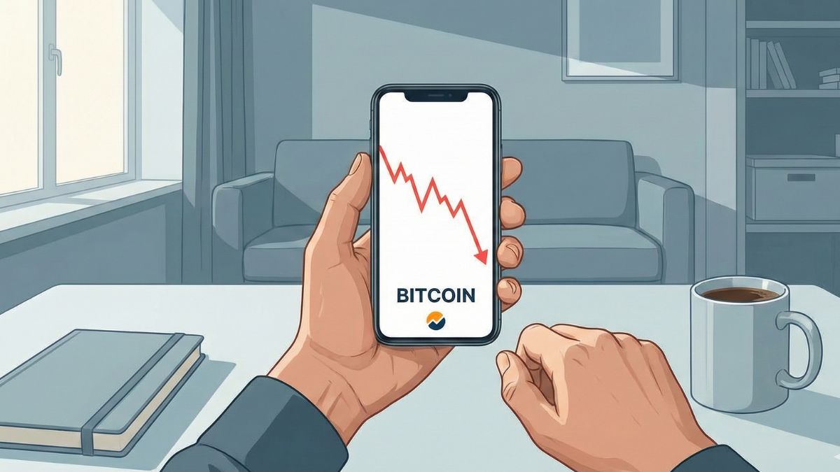 Persona sintiendo culpa al ver que el precio de Bitcoin baja