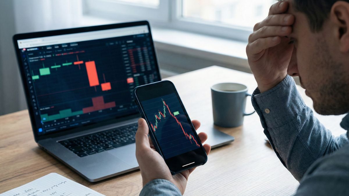 Gráfica minimalista que muestra una compra antes de una caída de precio en cripto