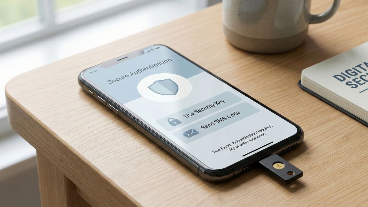 Teléfono móvil mostrando autenticación de dos factores para proteger una cuenta de criptomonedas