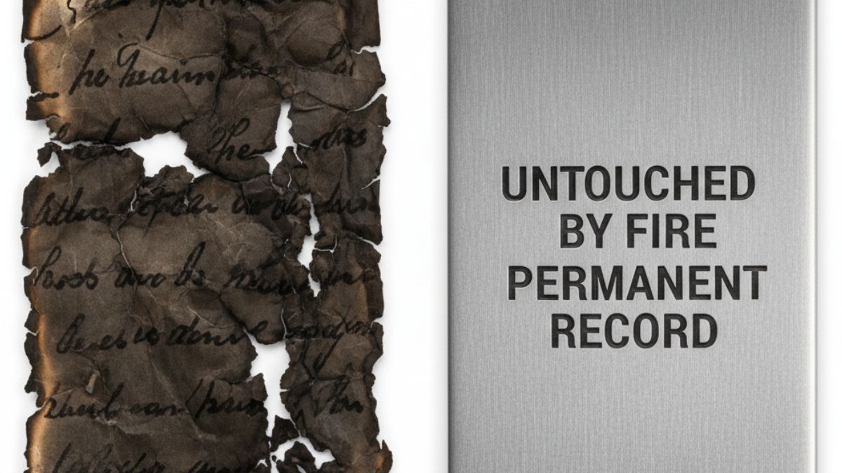 Comparativa de resistencia al fuego entre papel y placa de acero para criptomonedas.