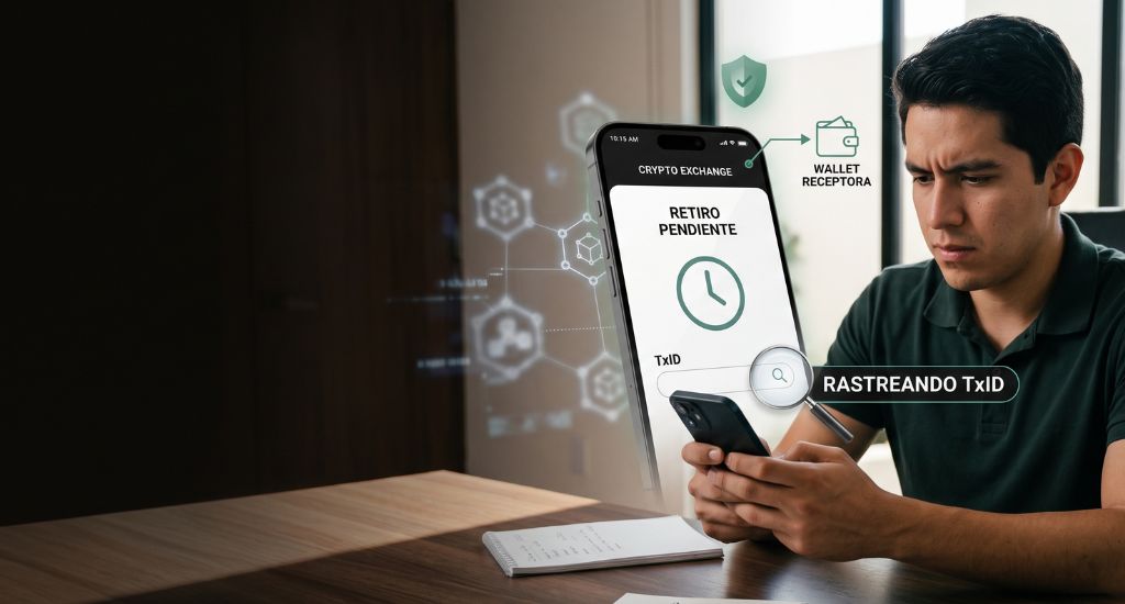 Retiro pendiente en OKX y comprobación del TxID